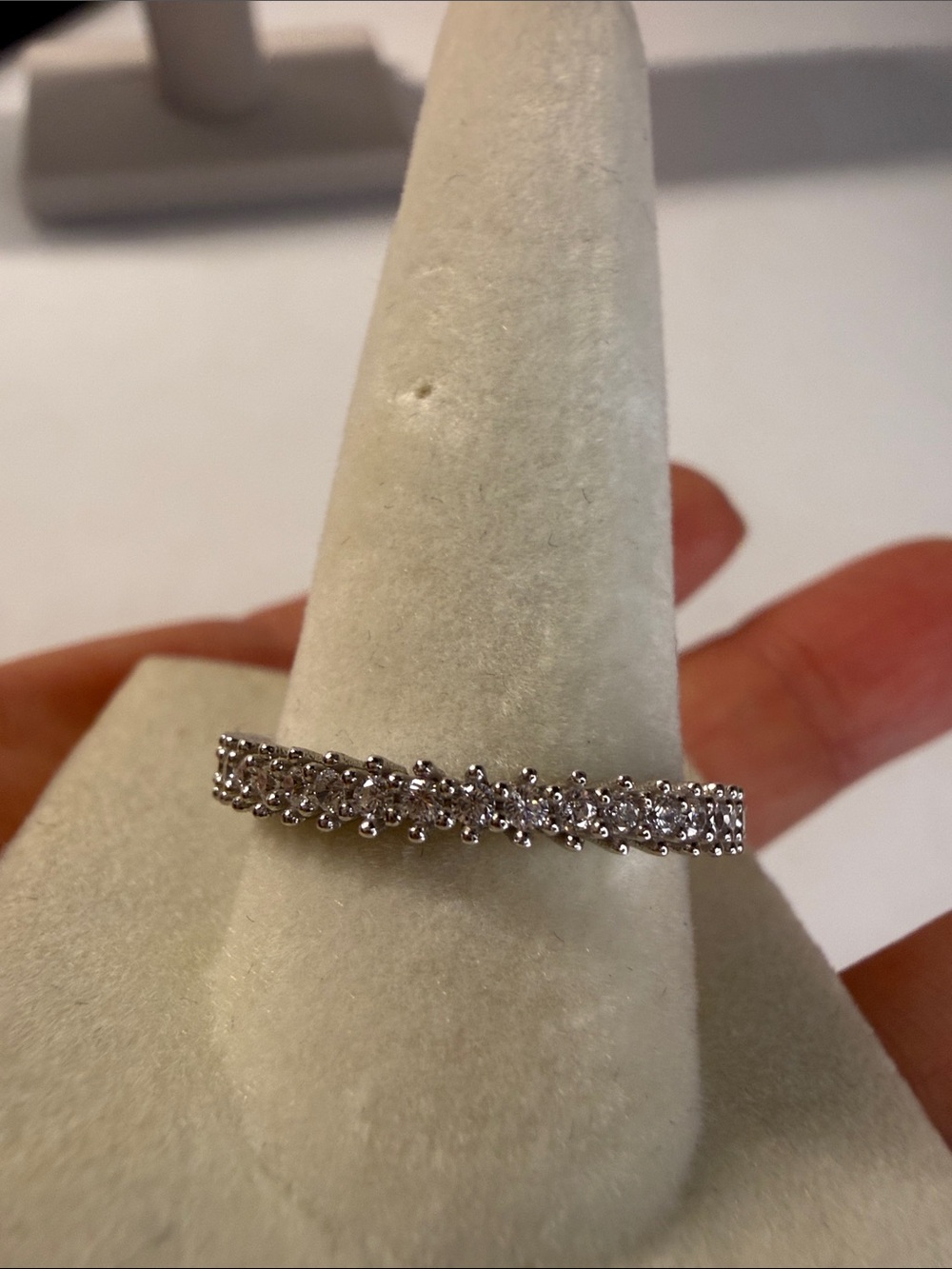 Sterling Silver Moissanite Eternity Band Ring MSRP $600